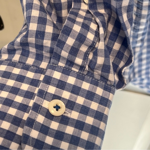 Peter Millar Checkered Blue White Button Up Long Sleeve Dress Shirt Men's Medium - Picture 10 of 10